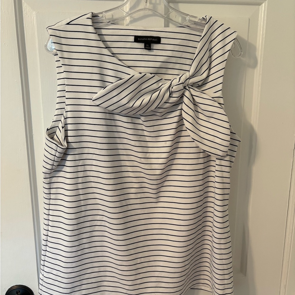 Banana Republic Navy Striped Top with Bow